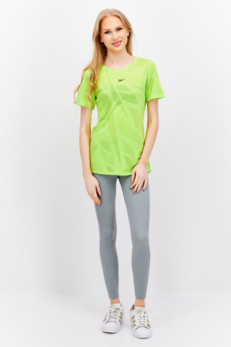 Reebok Women Sportswear Fit Short Sleeves Training Top, Lime - Image 4