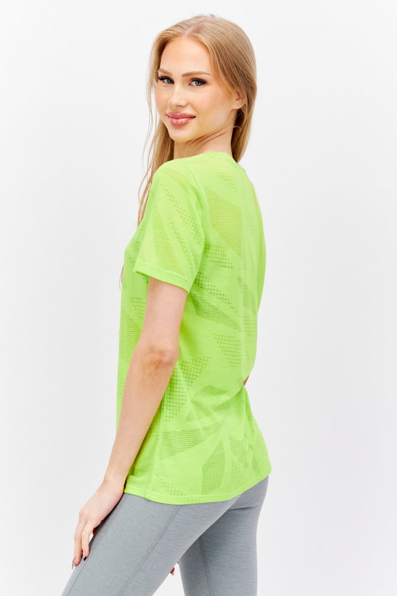 Reebok Women Sportswear Fit Short Sleeves Training Top, Lime - Image 2
