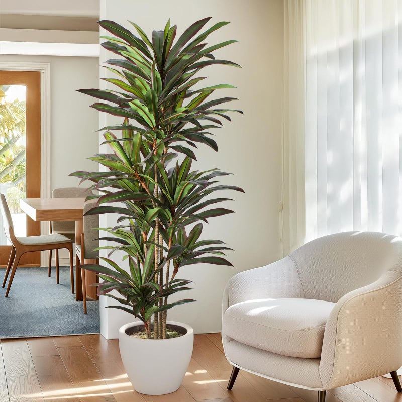 FLOWORLD Dracaena Artificial Plant 6ft Red Yucca Silk Tree Faux Plants Indoor Tall Fake House Floor Plants Realistic Artificial Trees for Home Office Decor Indoor Outdoor Housewarming Gift - Image 5