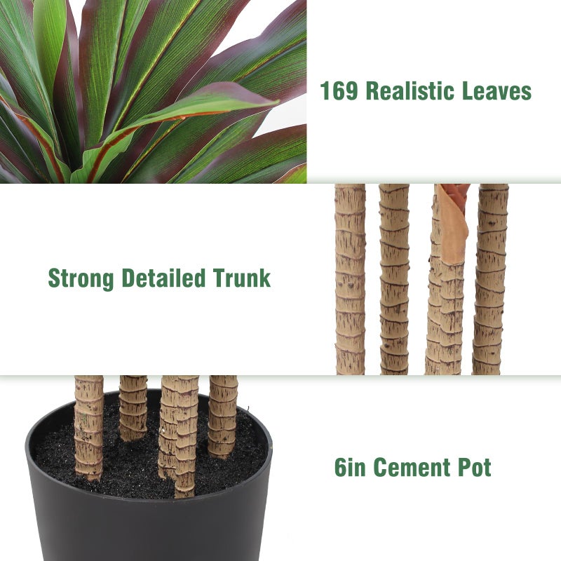 FLOWORLD Dracaena Artificial Plant 6ft Red Yucca Silk Tree Faux Plants Indoor Tall Fake House Floor Plants Realistic Artificial Trees for Home Office Decor Indoor Outdoor Housewarming Gift - Image 4