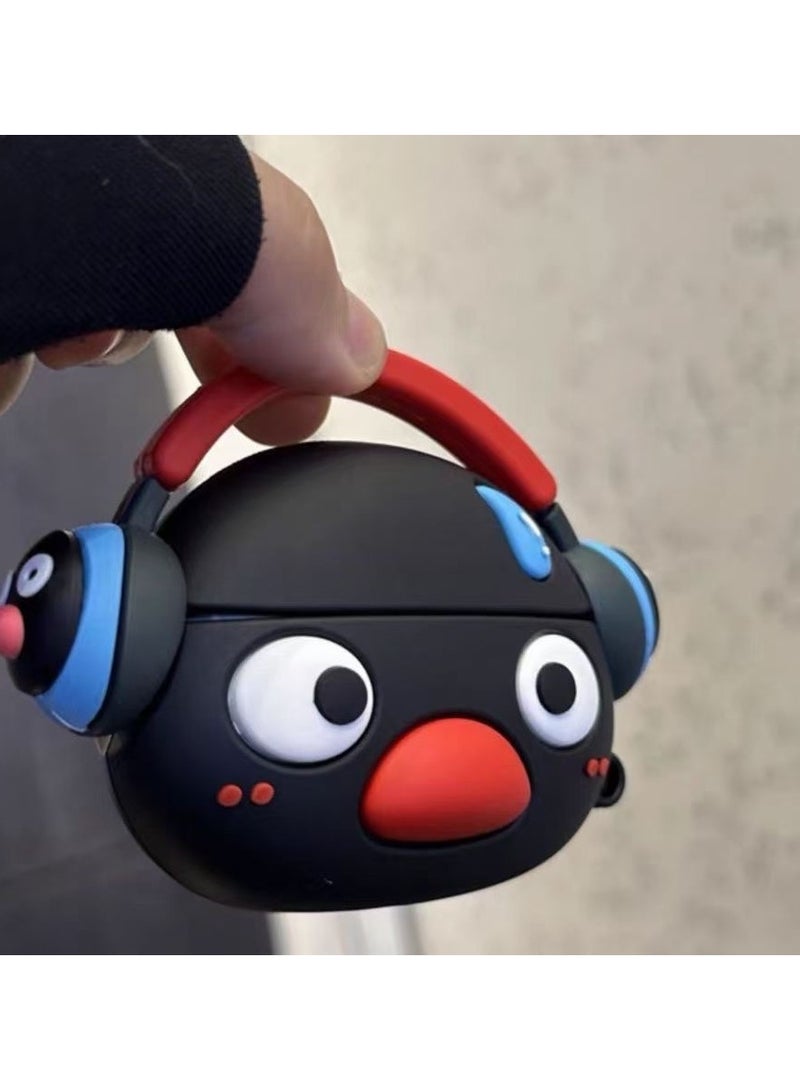 ICARLUS For AirPods 4 Case 3D Cartoon Cute Silicone Earbuds Cover with Carabiner - Music Penguin - Image 3