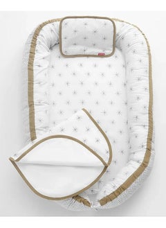 babyhug Babyhug Premium Cotton 4-Piece Baby Nest Bedding Set with Pillow, Free From Harmful Substances, Lightweight and Portable, 0-24M, Asterisk Dots Print  - Image 1