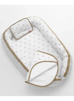 babyhug Babyhug Premium Cotton 4-Piece Baby Nest Bedding Set with Pillow, Free From Harmful Substances, Lightweight and Portable, 0-24M, Asterisk Dots Print  - Image 2