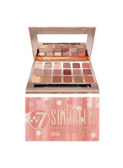 W7 W7 Socialite Pressed Pigment Palette - 18 Pink Nude Colors - Flawless Long-Lasting Glam Makeup  - Image 1