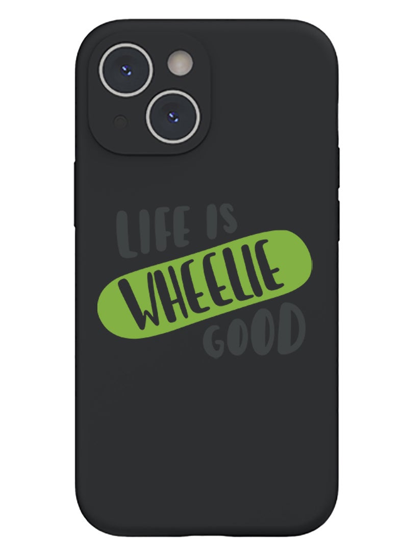 Theodor Protective Slim Fit Case Liquid Silicone Cover with Full Body Protection Anti-Scratch Shockproof Case For iPhone 15 Black  - Love copy - Image 1