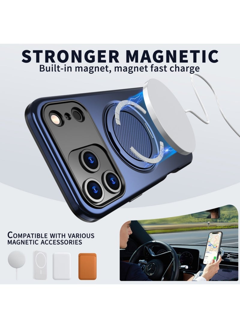 Abania Case for iPhone 17 Pro Compatible with MagSafe, Military Grade 16ft Drop Protection Shockproof Phone Cover with 360° Rotating Ring Holder Magnetic Kickstand, Heavy Duty Protective Case Blue - Image 2