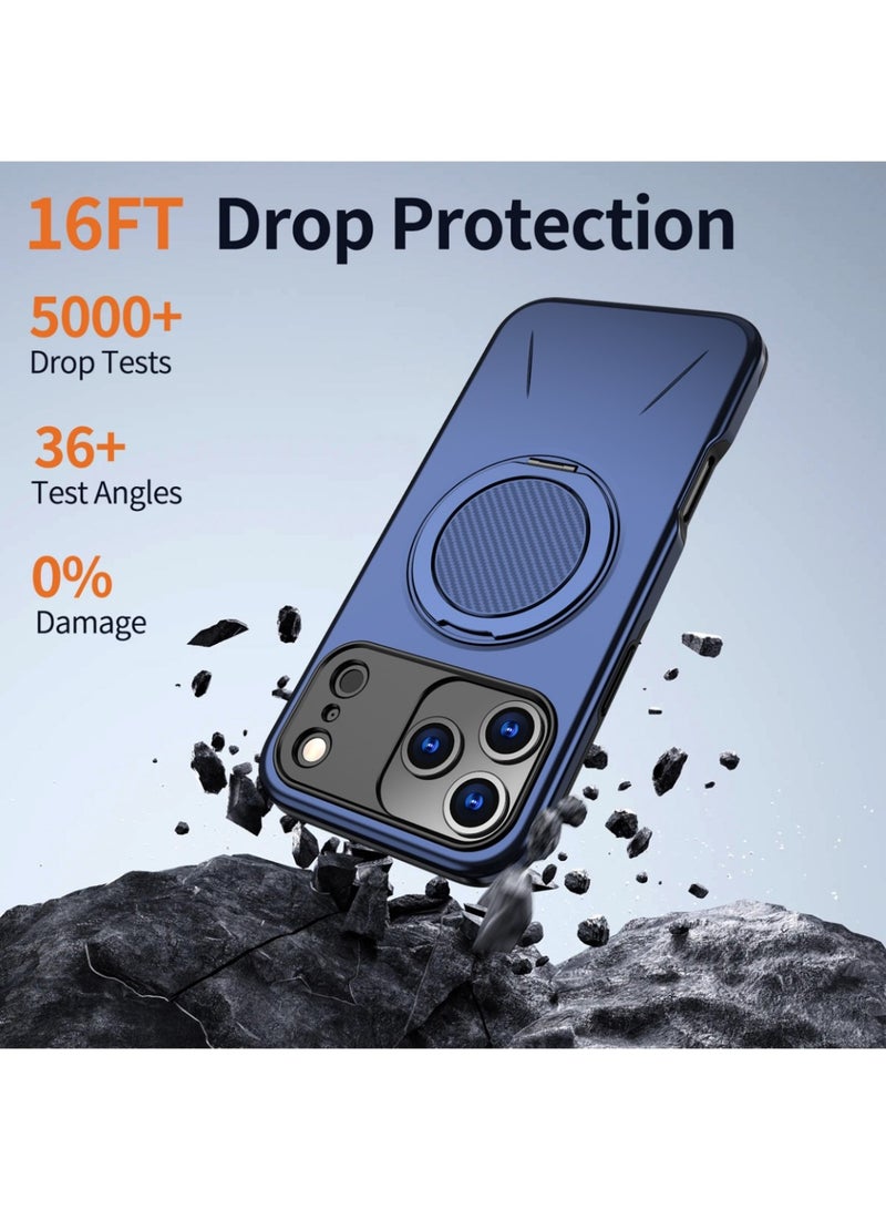 Abania Case for iPhone 17 Pro Compatible with MagSafe, Military Grade 16ft Drop Protection Shockproof Phone Cover with 360° Rotating Ring Holder Magnetic Kickstand, Heavy Duty Protective Case Blue - Image 4