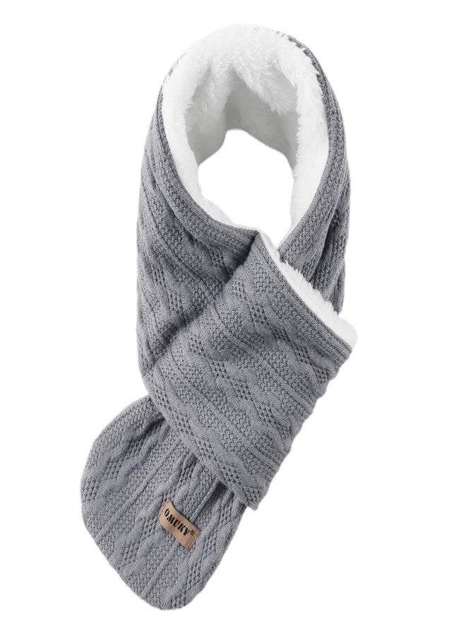 OMUKY Kids Scarf Fleece Warm Knitted Scarves for Girls Boys Toddler Cold Weather Soft Neck Warmer(Gray,6-12 Years) - Image 1