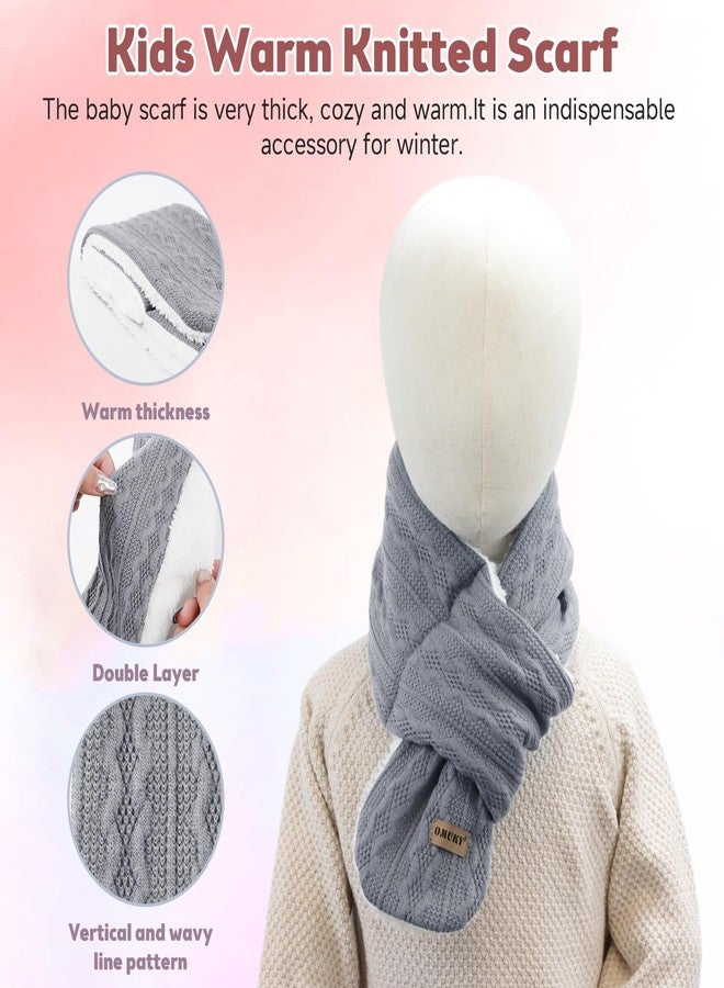 OMUKY Kids Scarf Fleece Warm Knitted Scarves for Girls Boys Toddler Cold Weather Soft Neck Warmer(Gray,6-12 Years) - Image 2