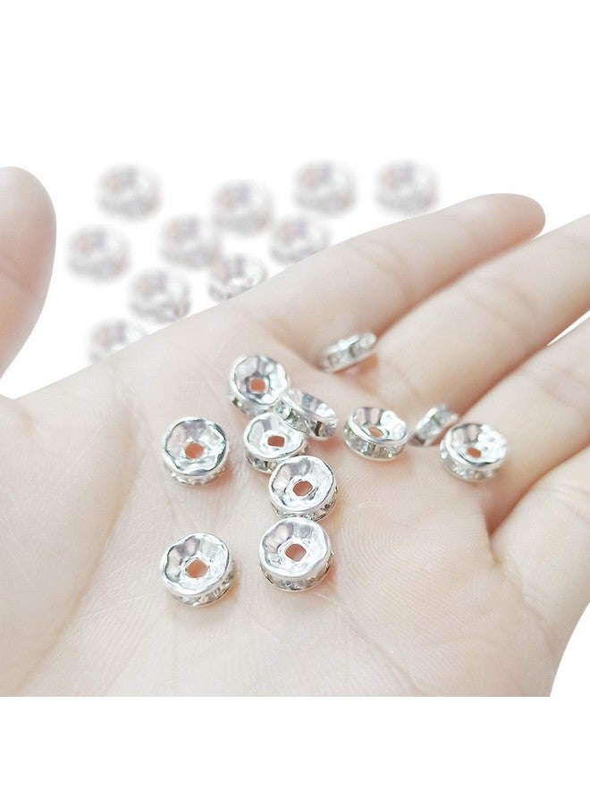 yuntop 200Pcs Rondelle Spacer Beads Bright Silver Crystal Rondelle Spacer Beads For Jewelry Making (8Mm Silver Plated) - Image 3