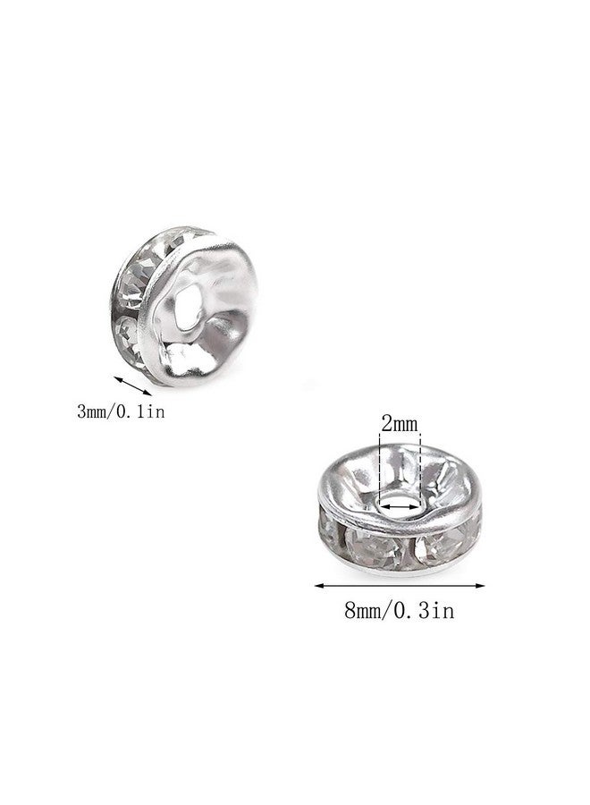 yuntop 200Pcs Rondelle Spacer Beads Bright Silver Crystal Rondelle Spacer Beads For Jewelry Making (8Mm Silver Plated) - Image 2