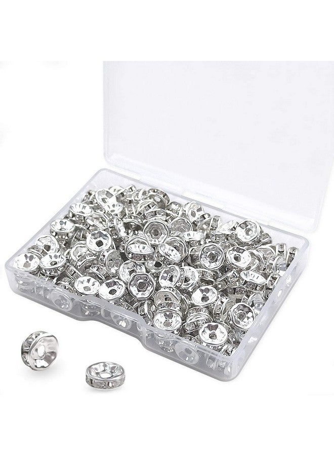 yuntop 200Pcs Rondelle Spacer Beads Bright Silver Crystal Rondelle Spacer Beads For Jewelry Making (8Mm Silver Plated) - Image 1