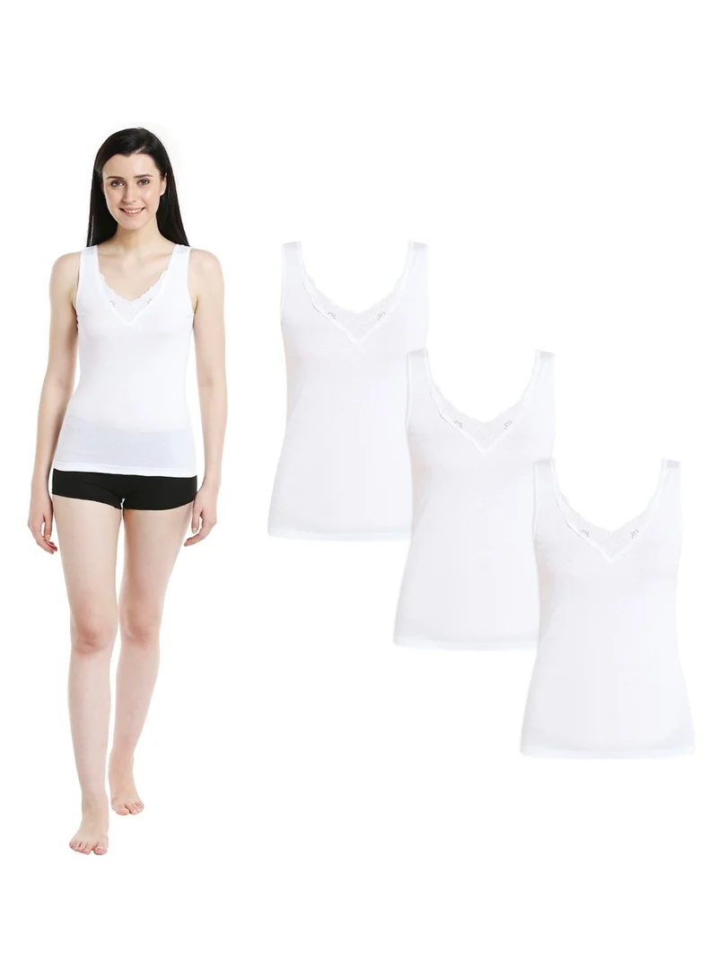 BYC WOMEN'S COTTON VEST (PACK OF 3) - WHITE