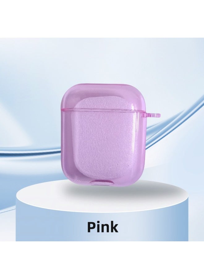 Generic - Applicable AirPods3 Headphone Case Soft TPU Apple AIPods Set 4 Fluorescent Transparent Color Bluetooth Earphone Case-Color:Pink-Applicable Models:Airpods Pro - Image 1