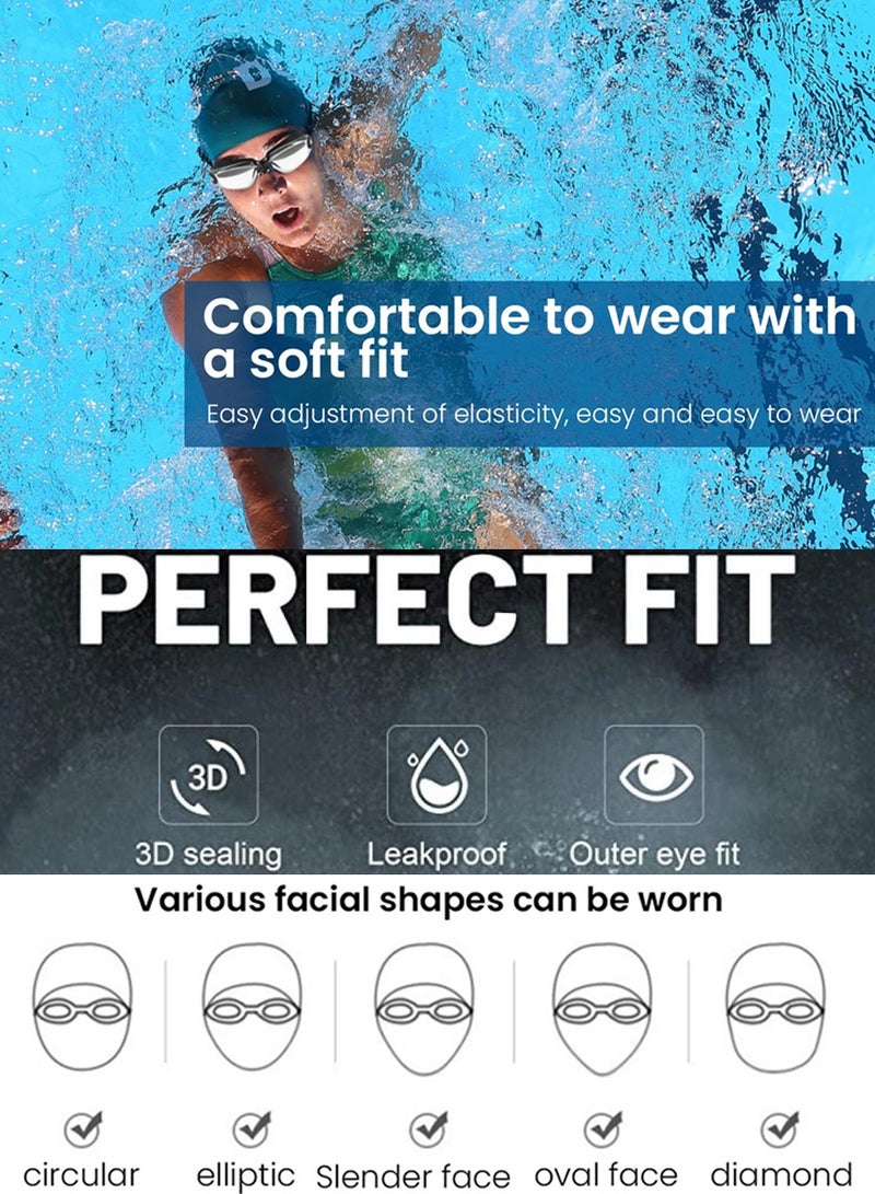 QUTOOB Swimming Goggles For Men Women And Professional Swimmers and Divers, Waterproof Swim Goggles, Wide View Swim Goggle Anti Fog UV Protection Swimming Glasses With Nose Clips, Earplugs and Storage Box  - Image 3