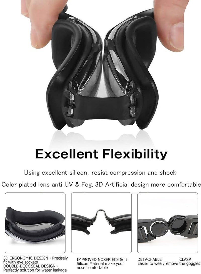 QUTOOB Swimming Goggles For Men Women And Professional Swimmers and Divers, Waterproof Swim Goggles, Wide View Swim Goggle Anti Fog UV Protection Swimming Glasses With Nose Clips, Earplugs and Storage Box  - Image 5
