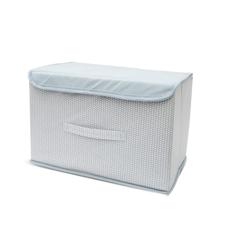 QUAIL Non Woven Big and Small Storage Box Wardrobe Closet Organizer Foldable Stackable BasketBins with Lid and Handle Grey Set of 2 - Image 5