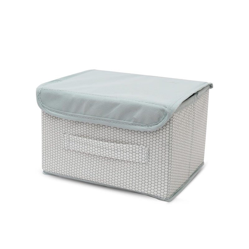 QUAIL Non Woven Big and Small Storage Box Wardrobe Closet Organizer Foldable Stackable BasketBins with Lid and Handle Grey Set of 2 - Image 4