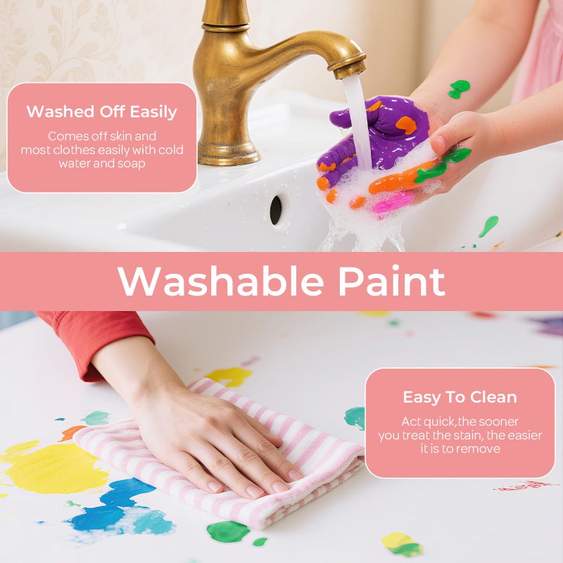 Smallbudi 15 Colors Large Washable Paint Set for Kid, 10oz/300 ml Bottle with Pump, Bulk Paint Supplies Non Toxic Children Tempera Paint for Art, Craft, DIY, Finger Paint, School, Home, Classroom - Image 3
