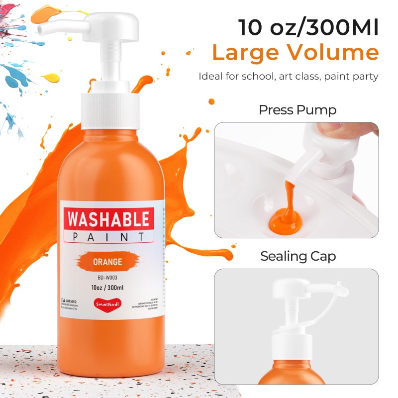 Smallbudi 15 Colors Large Washable Paint Set for Kid, 10oz/300 ml Bottle with Pump, Bulk Paint Supplies Non Toxic Children Tempera Paint for Art, Craft, DIY, Finger Paint, School, Home, Classroom - Image 2