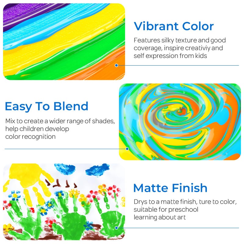 Smallbudi 15 Colors Large Washable Paint Set for Kid, 10oz/300 ml Bottle with Pump, Bulk Paint Supplies Non Toxic Children Tempera Paint for Art, Craft, DIY, Finger Paint, School, Home, Classroom - Image 4