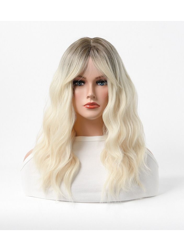 إستيل استيل شعر مستعار نسائي طويل مجعد شعر كبير مموج متوسط ​​طويل كامل أغطية الرأس الذهبي الأشقر الفاتح 2 - Image 1