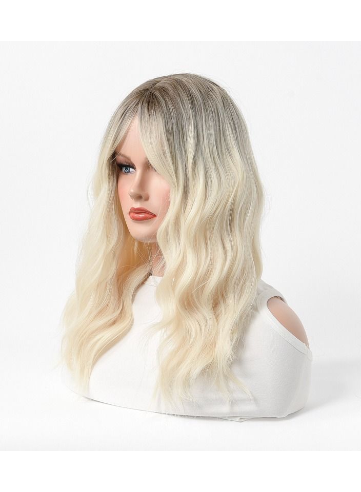 إستيل استيل شعر مستعار نسائي طويل مجعد شعر كبير مموج متوسط ​​طويل كامل أغطية الرأس الذهبي الأشقر الفاتح 2 - Image 2