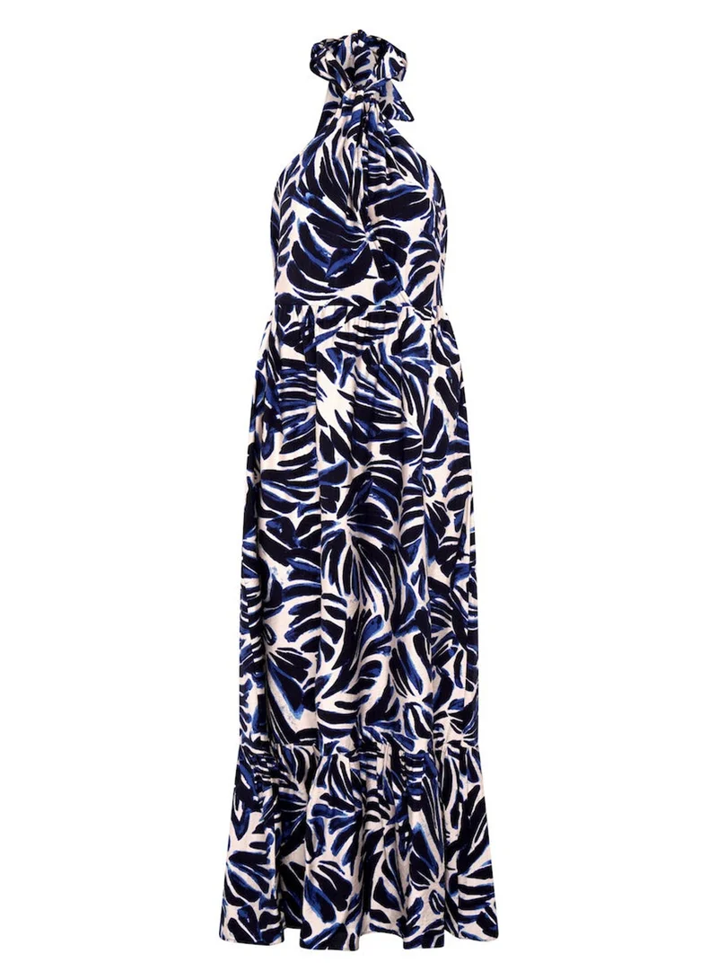 Needs No Label  Navy Leaf Halter Maxi Dress for Women | Best Price UAE