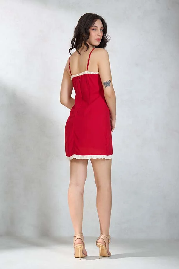 فيرجيو Crepe Strappy Ruffle-Detail Mini Dress
