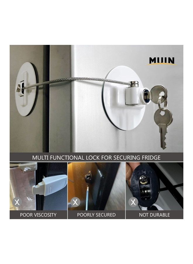 NIBEMINENT Highly Secured Refrigerator Lock With 2 Keys White - Image 3