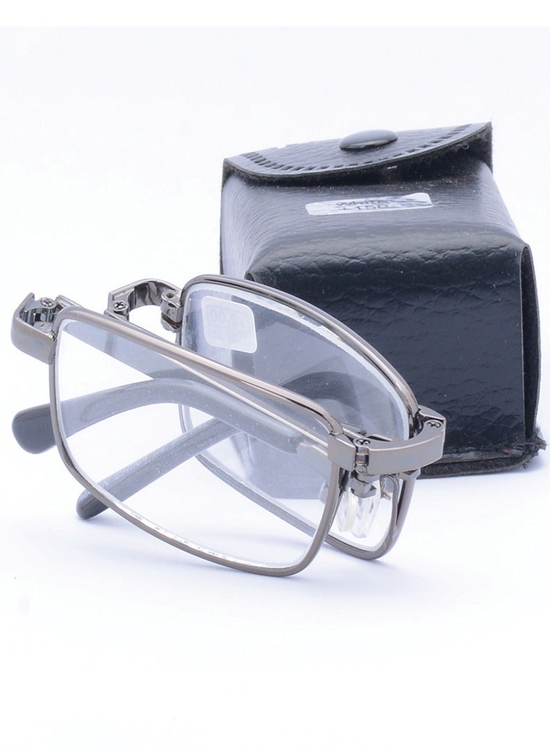 Reading glasses with a folding design for men and women – easy to carry with scratch-resistant glass lenses – comes with a leather case and original cleaning cloth. - Image 1