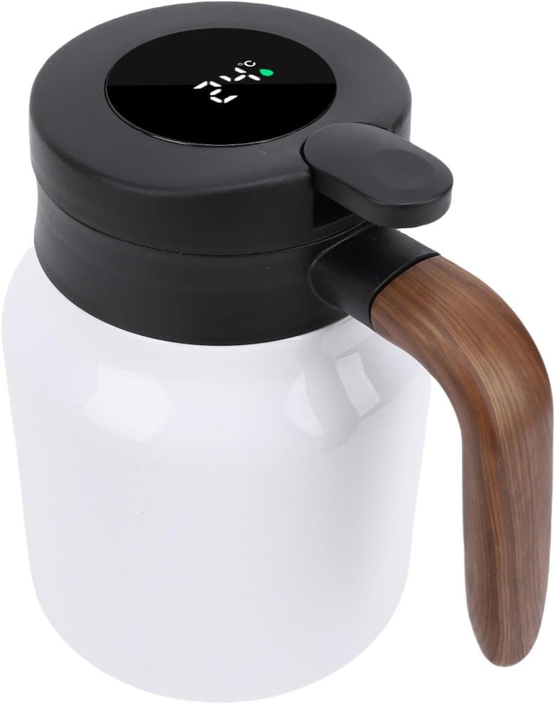 Zunate Thermal Coffee Carafe 1000ml, 316 Stainless Steel Insulated Vacuum Kettle with Tea Infuser, Leakproof Design for Hot or Cold Drinks, Matte Black (White) - Image 4