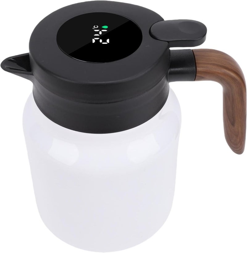 Zunate Thermal Coffee Carafe 1000ml, 316 Stainless Steel Insulated Vacuum Kettle with Tea Infuser, Leakproof Design for Hot or Cold Drinks, Matte Black (White) - Image 2