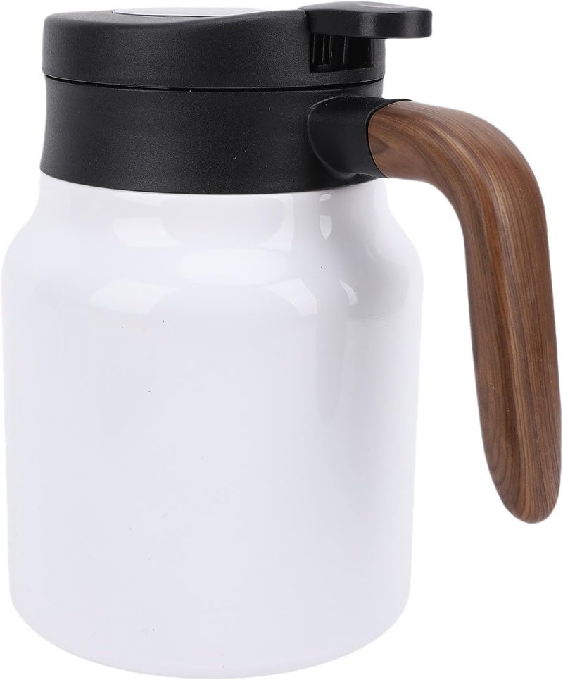 Zunate Thermal Coffee Carafe 1000ml, 316 Stainless Steel Insulated Vacuum Kettle with Tea Infuser, Leakproof Design for Hot or Cold Drinks, Matte Black (White) - Image 1