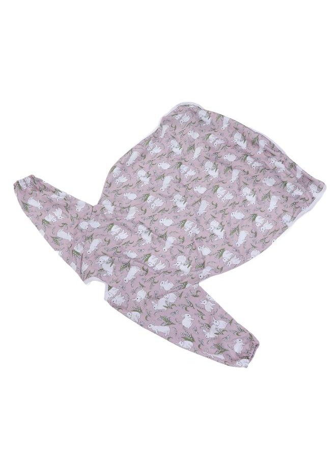 Thoraya - Coverall Baby Feeding Bibs Integrated Waterproof Anti Fouling Polyester Long Sleeve Baby Coverall Bib Rabbit - Image 1