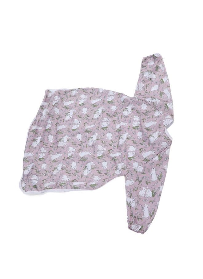 Thoraya - Coverall Baby Feeding Bibs Integrated Waterproof Anti Fouling Polyester Long Sleeve Baby Coverall Bib Rabbit - Image 1