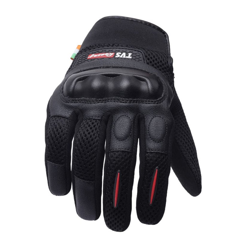 TVS Racing Street Riding Gloves for Men-PVC & Carbon Protected, Touch Screen Compatible, & Visor Wiper Fingertips-Premium Bike Gloves for Riding Comfort (Black-XL) - Image 4