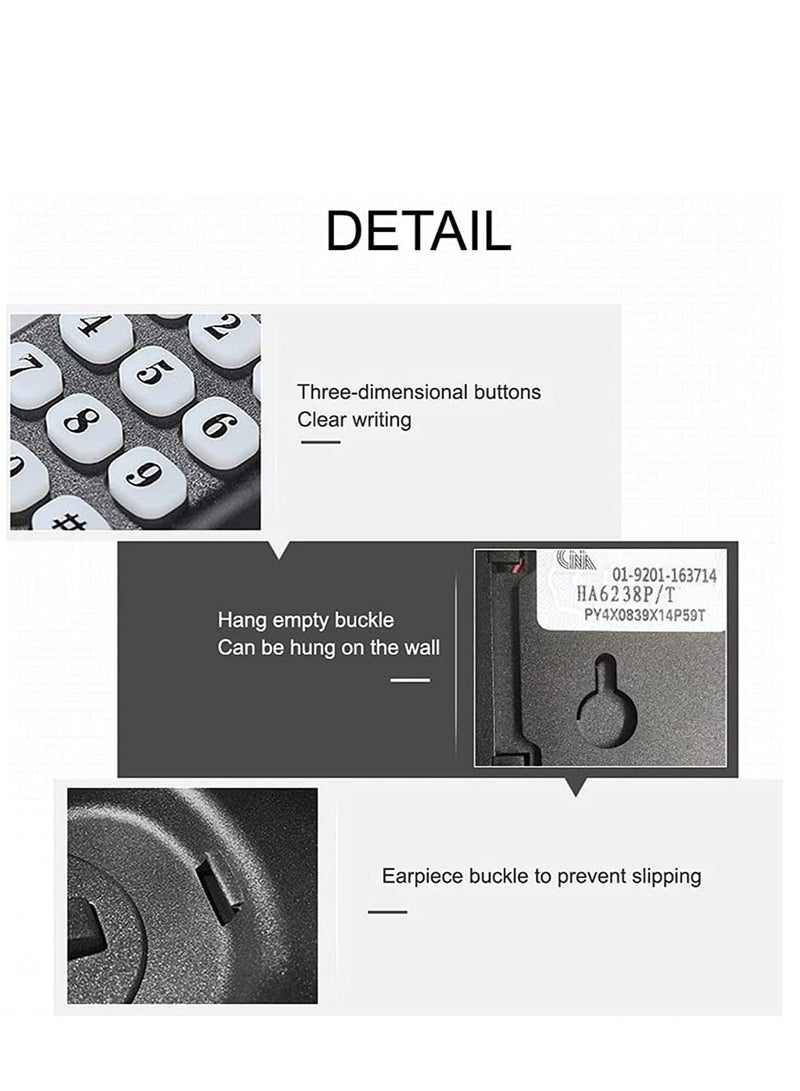 SYOSI Corded Phone Landline, Wall Mountable, Handsets Answering Machine Supports Mute/Pause/Hold/Reset/Flash/Redial Functions for Home Hotel Office Bank Call Center - Image 5