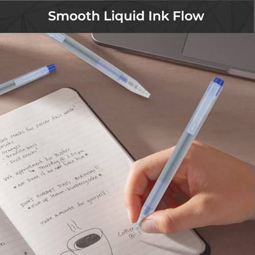 NUOVI Insight Retractable Rollerball Pens | 0.5mm Micro Tip with Glass Body Design | Quick-Drying, Smudge-Free Ink for Smooth Ink flow | Ideal for Office, School & Journaling (Blue Ink, Pack of 6) - Image 5
