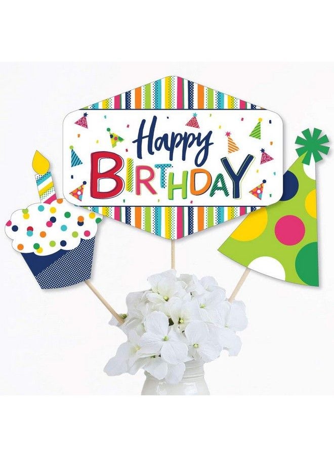 Big Dot of Happiness - Cheerful Happy Birthday Colorful Birthday Party Centerpiece Sticks Table Toppers Set Of 15 - Image 1