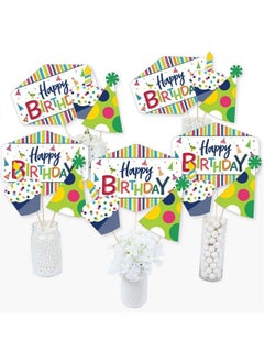 Cheerful Happy Birthday Colorful Birthday Party Centerpiece Sticks Table Toppers Set Of 15
