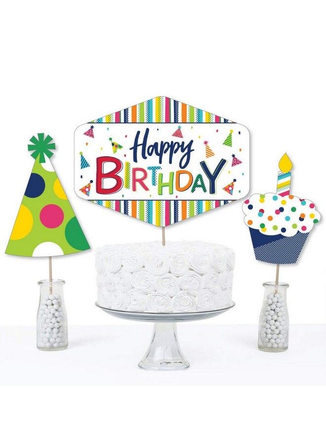 Big Dot of Happiness - Cheerful Happy Birthday Colorful Birthday Party Centerpiece Sticks Table Toppers Set Of 15 - Image 1