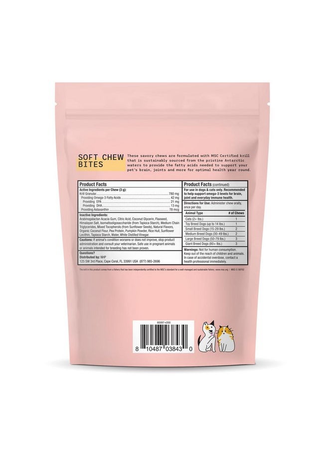 Dr. Mercola Bark & Whiskers Antarctic Krill Bites, 6.34 Oz. (180 g), 60 Chews, EPA & DHA, Supports Brain & Joint Health, Veterinarian Formulated, Non-GMO, MSC Certified, Dr. Mercola  - Image 3