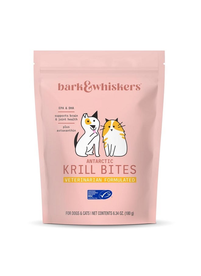 Dr. Mercola Bark & Whiskers Antarctic Krill Bites, 6.34 Oz. (180 g), 60 Chews, EPA & DHA, Supports Brain & Joint Health, Veterinarian Formulated, Non-GMO, MSC Certified, Dr. Mercola  - Image 1