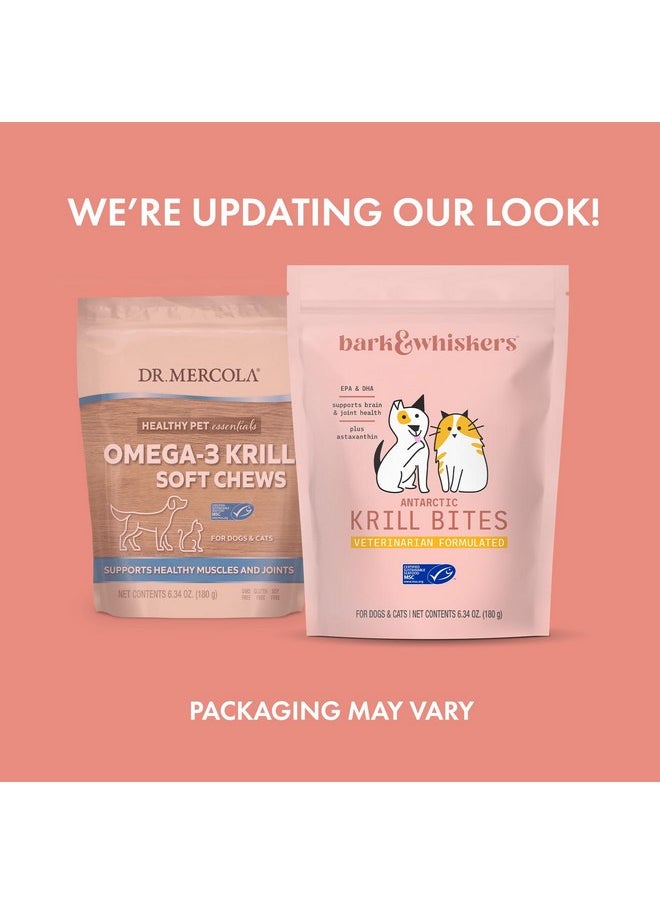 Dr. Mercola Bark & Whiskers Antarctic Krill Bites, 6.34 Oz. (180 g), 60 Chews, EPA & DHA, Supports Brain & Joint Health, Veterinarian Formulated, Non-GMO, MSC Certified, Dr. Mercola  - Image 2