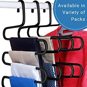Everbuy Cloth Hanger/Trouser Hanger/Pant Hanger Stainless Steel,Multi-Cloth Hanger,Light Weight with 5 Layer, Cupboard Organizer, Space Saving Designer Hanger. Black -6 Pcs - Image 3