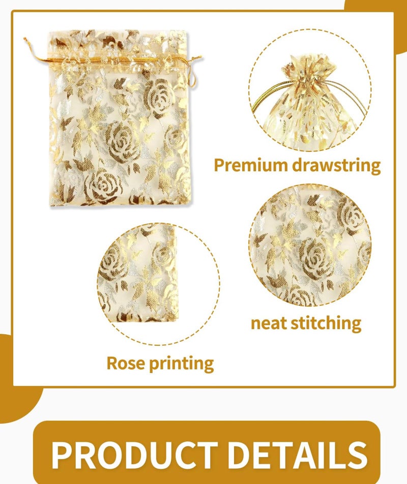 XFSAFDM 50 PCS Potli Bags for Gifting, Small Potli Bags for Return Gifts, Net Fabric Gift Bags for Wedding, Party, Baby Shower,10 * 16cm - Image 3