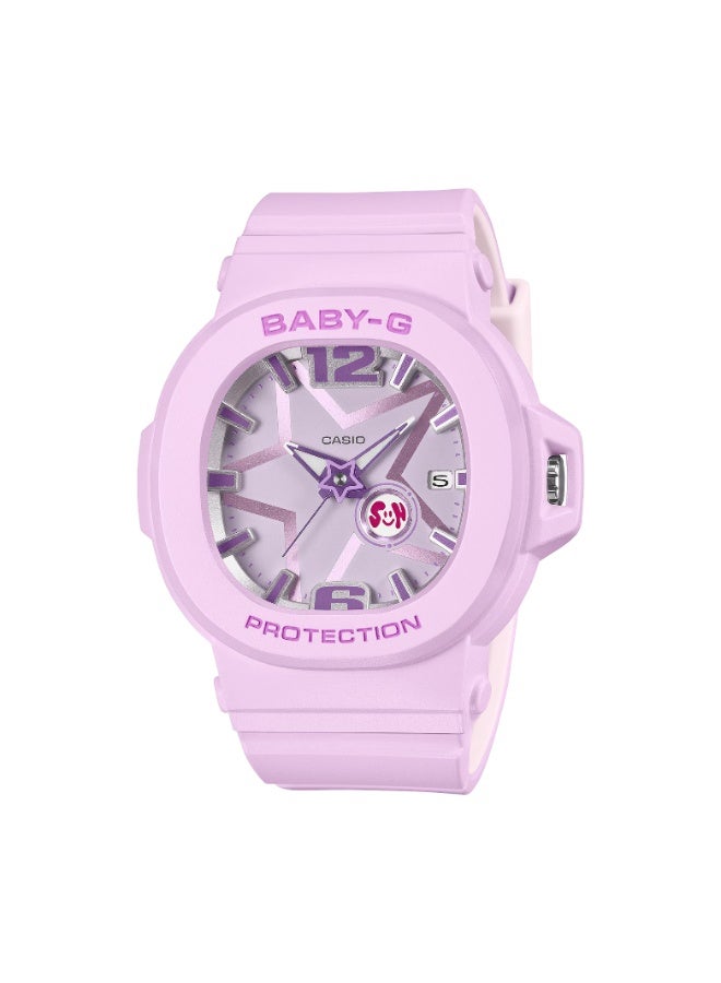 كاسيو ساعة كاسيو بيبي-جي BGA-10D-6A نسائية بعرض تناظري، مقاومة للماء حتى 100 متر، بسوار بنفسجي، بتصميم عصري أنيق - Image 1