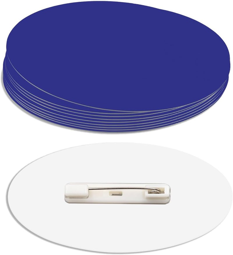 All Quality Oval Name Badge Blanks with Pin - 10 Pack (Blue) - Image 1