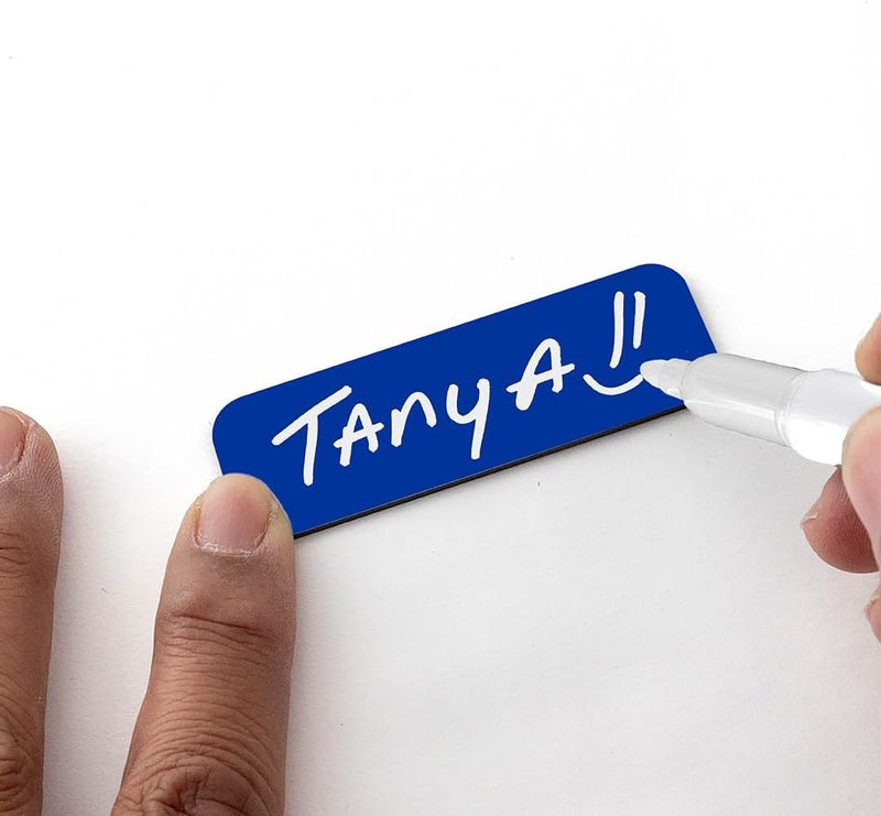 All Quality Oval Name Badge Blanks with Pin - 10 Pack (Blue) - Image 5